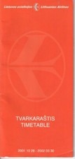 Lithuanian Airlines timetable 2001/10/28