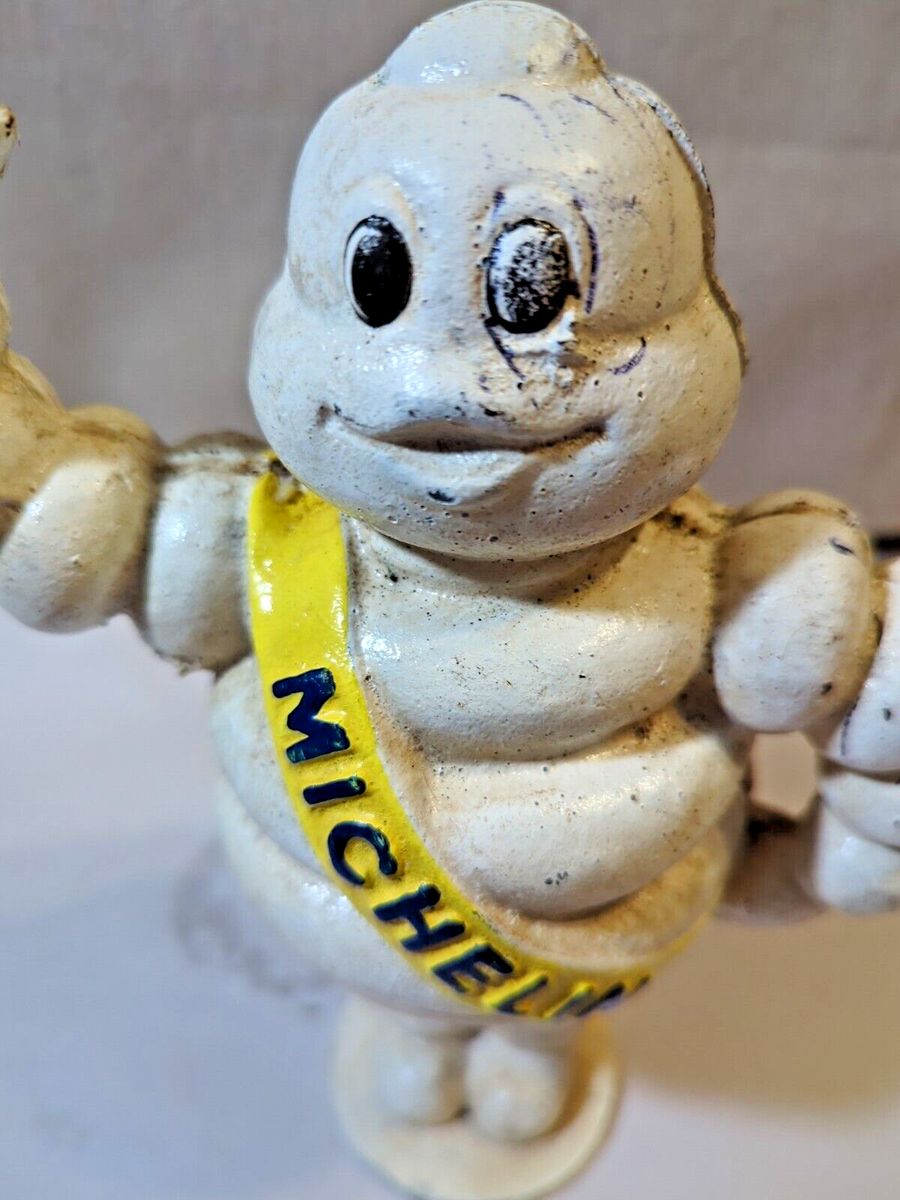 Michelin Man Bibendum Waving Cast Iron Bank Tire Mascot