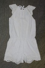 Kalliope Girls White Sleeveless Eyelet Romper - Size 5-6 - EUC