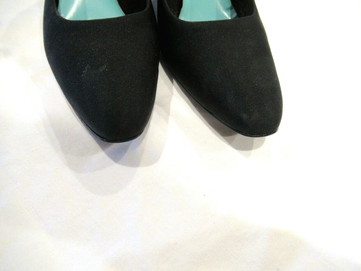 Flings black shoes pumps heels with turquoise blue interior sz. 6.5 AA