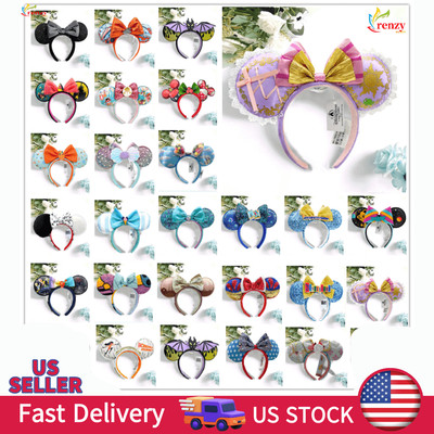 new Styles color  Parks Mickey Minnie Sequins Bow Ears Headband Party Gift