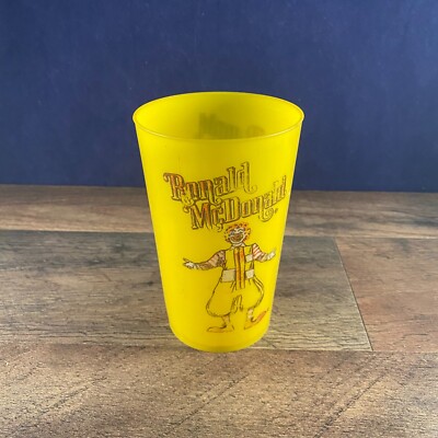 McDonald's Ronald McDonald Yellow Tumbler Plastic Cup Premium 3.25