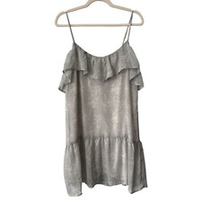 Gilli Ruffle Camisole Mini Dress Women M Lined Grey Abstract Bohemian Hippie NEW