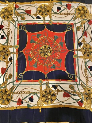 【パリで購入！⠀】訳あり品☆エルメス☆フランス革命の柄☆華やかなスカーフ Pre-Owned,Vintage, Authentic, HERMES Paris, multi-colored