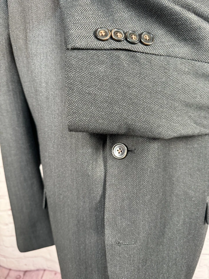 CHAPS Mens Black HERRINGBONE Big & Tall Suit Sport Coat Blazer Jacket SIZE 52R - Image 3 of 4