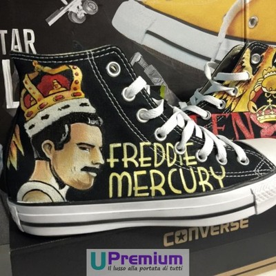 Converse All Star Queen Freddie Mercury The King Scarpe Disegnate Handmade  Paint | eBay