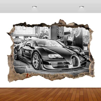 Supersportwagen Rennen schwarz Performance 3D Wandbild Wandaufkleber Poster Aufkleber P12