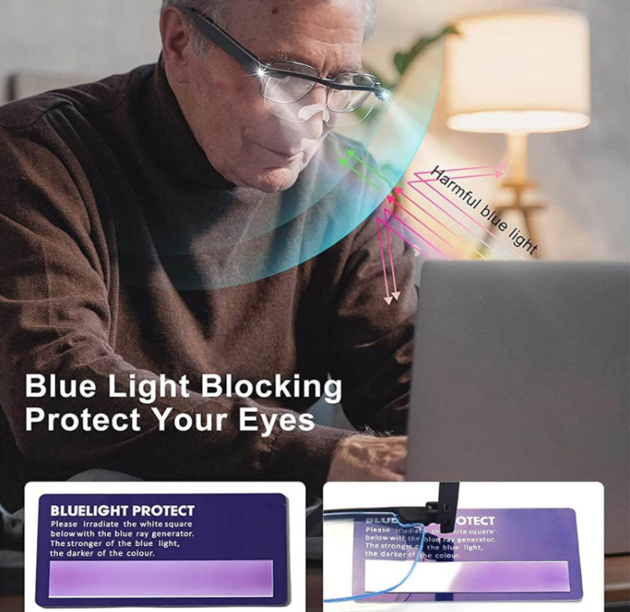 Anti Blue Light Hands Free Magnifying Glasses Magnifier 180 With Led