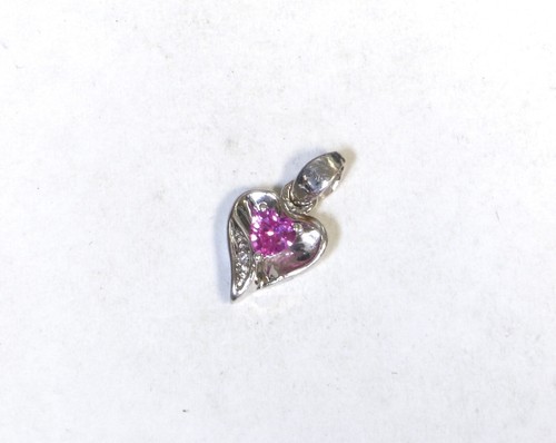 Colgante pequeño de zafiro rosa de oro blanco macizo de 10K 9 mm 1,1 gr - Imagen 6 de 9