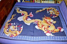 GORGEOUS VTG OVER SIZE DRAGON PRINT 100 POLYESTER SCARF 47 x 62 MADE IN ITALY
