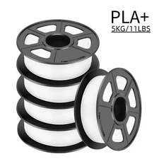 5×1KG White SUNLU PLA+ Filament No Clogging 3D Printer Material 1KG/2.2LBS Spool