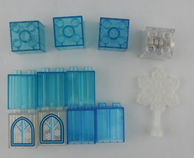 Lego Duplo Lot 12 Clear Translucent Blue Ice Sparkle Light Up Block Window Snow