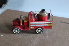 VINTAGE Fire Truck Litho Tin Friction Toy Japan 50s