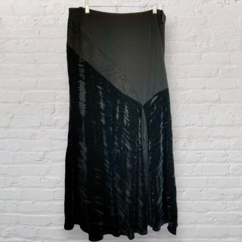 Gil Bret Long Maxi Skirt Black Fits UK 14 Velour Velvet Lace Goth Pagan Party - Picture 1 of 14