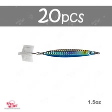 20pcs Silver Blue 1.5oz Colt Sniper jig 42g Vertical jig 3561D-DT MUSTAD Hook