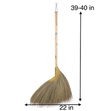 40x20 in Tall of Asian Broom Grass Whisk Broom Solid Wood Handle Handmade