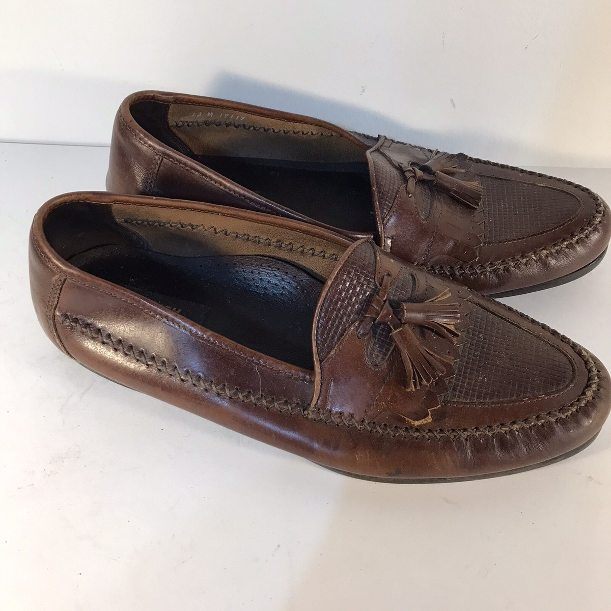 Hush Puppies Brown Leather Loafers W-Tassels Mens Size 13M 