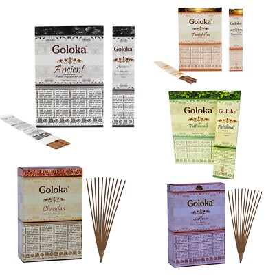 Goloka Incense Sticks Natural Agarbatti Spiritual Healing Temple Puja Pack of 12