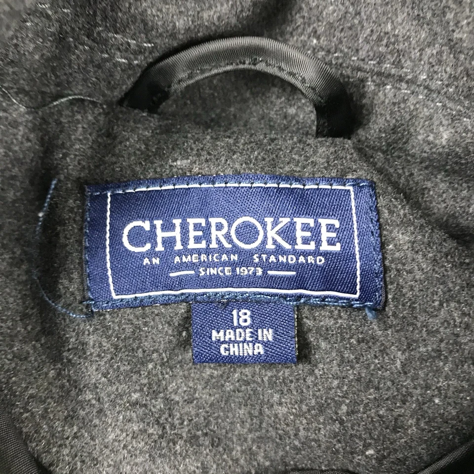 Abrigo Cherokee Niñas 18 Regular Gris Forrado de Lana Doble Pecho Abotonado Nuevo con Etiquetas Foto 2 de 4