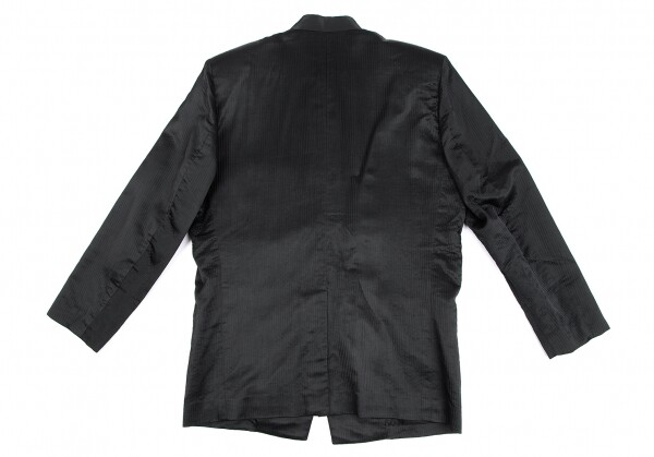 ISSEY MIYAKE Mao Collar Shiny Stripe Jacket Size 9(K-130561 ISSEY MIYAKE Mao Collar Shiny Stripe Jacket Size 9(K-130561