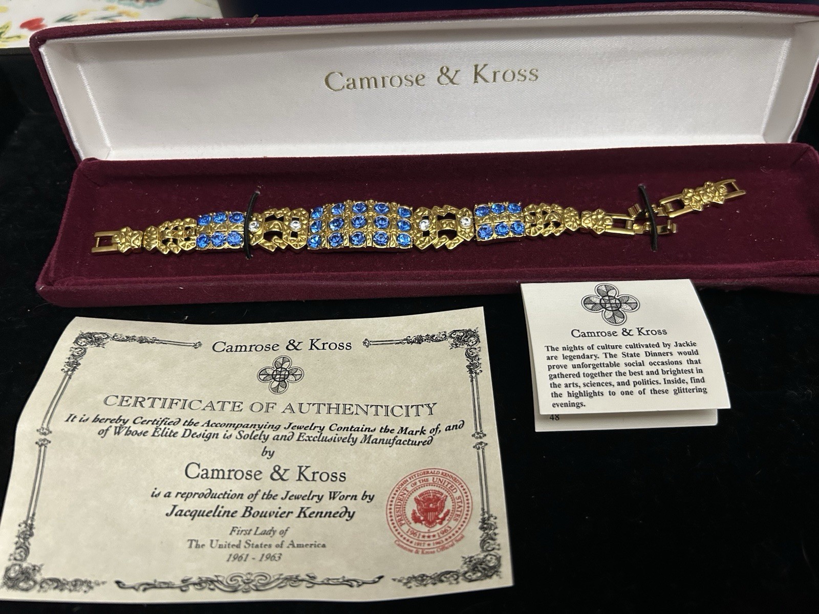 Vintage Camrose & Kross Blue/Clear Swarovski Crystal Bracelet for JBK Box/COA