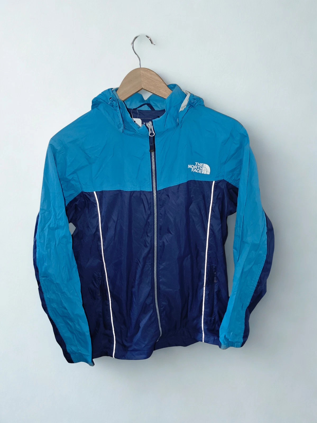 The North Face Men's Hooded Windbreaker Jacket 95 M Blue Navy Lightweight