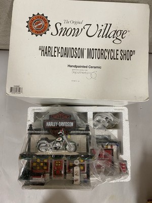 Department 56 Harley Davidson Motorcycle Shop Snow Village 54886