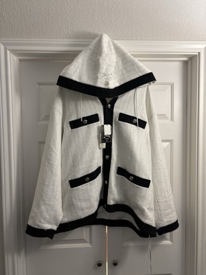 Mastermind World - Bouclé-Tweed Hooded Shirt - White&Black -Rare