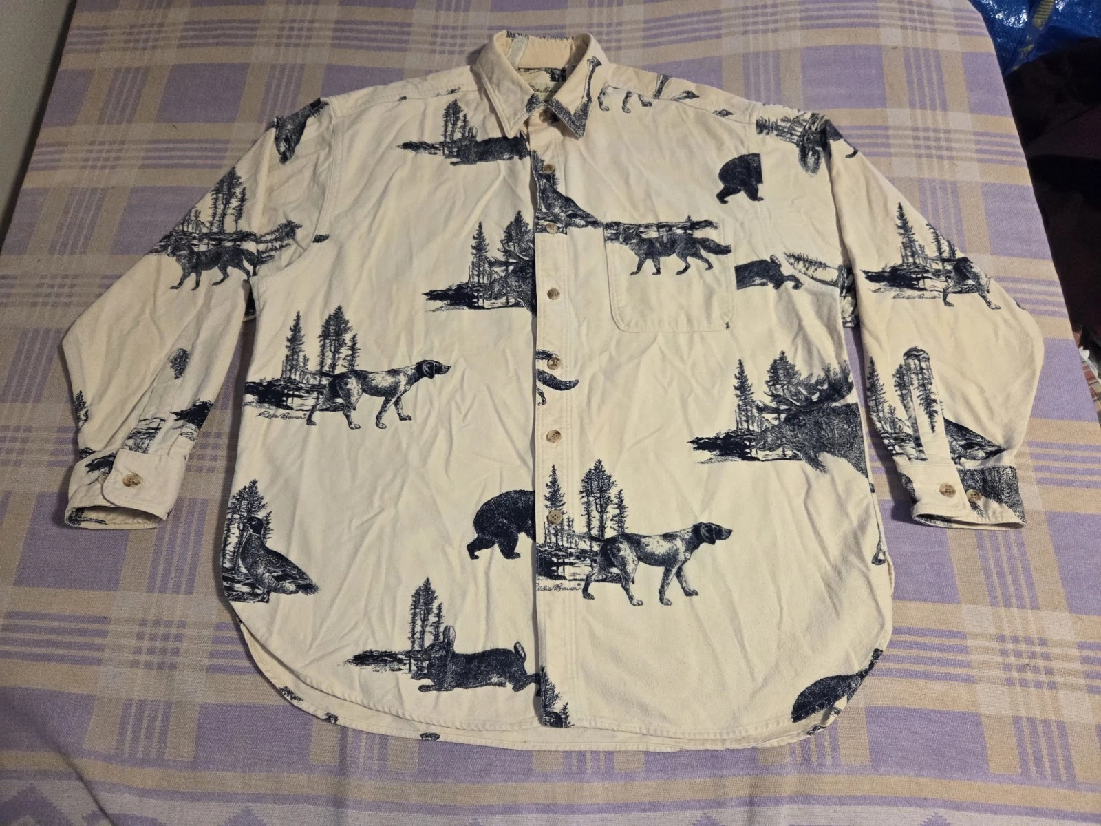 Vintage Eddie Bauer Flannel Shirt Outdoor Animals Wildlife Pattern Button 90s L
Opens in a new windo