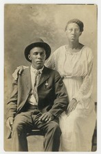 African American Couple 1900 Black Husband Wife In Love RPPC Wedding Rings Photo