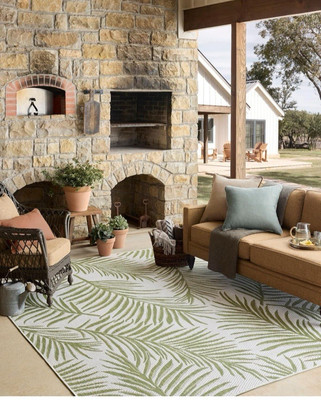 Loloi II Easton Collection ESN-06 Ivory/Green 8'-6'' x 11'-6'' Reversible Indoor
