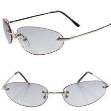 Vintage Retro Fashion Light Tint Lens Silver Red Mens Women Oval Sunglasses