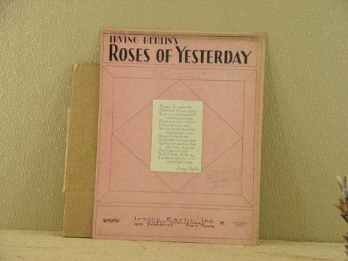 Roses Of Yesterday Irving Berlin 1928 Sheet Music READ
