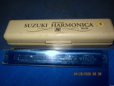 Suzuki Study-24 Tremolo Harmonica 24 Holes Key C Metal High Polish w/ Case