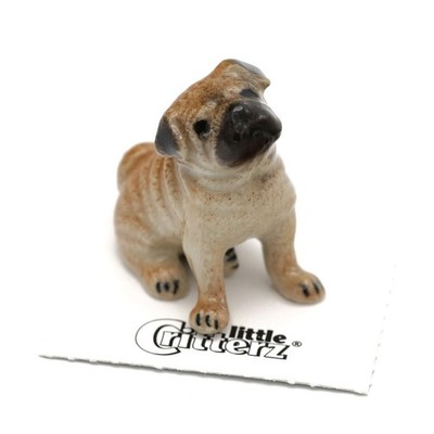 Little Critterz Dog - Pug ''Button'' Home Decor - Miniature Porcelain Figurine