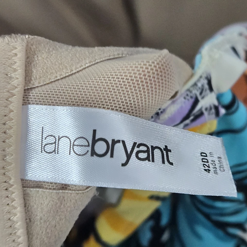 Lane Bryant женщин купальный костюм 42DD красный цветочный футболка на косточках слегка с подкладкой - Изображение 3 из 4