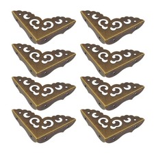 8PCS Brass Furniture Corner Protector Decorative Box Corner Protector Hollow ...