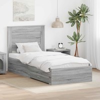 Bettrahmen Graue Sonoma Und Silber 75 X 190 Cm Holzwerkstoff