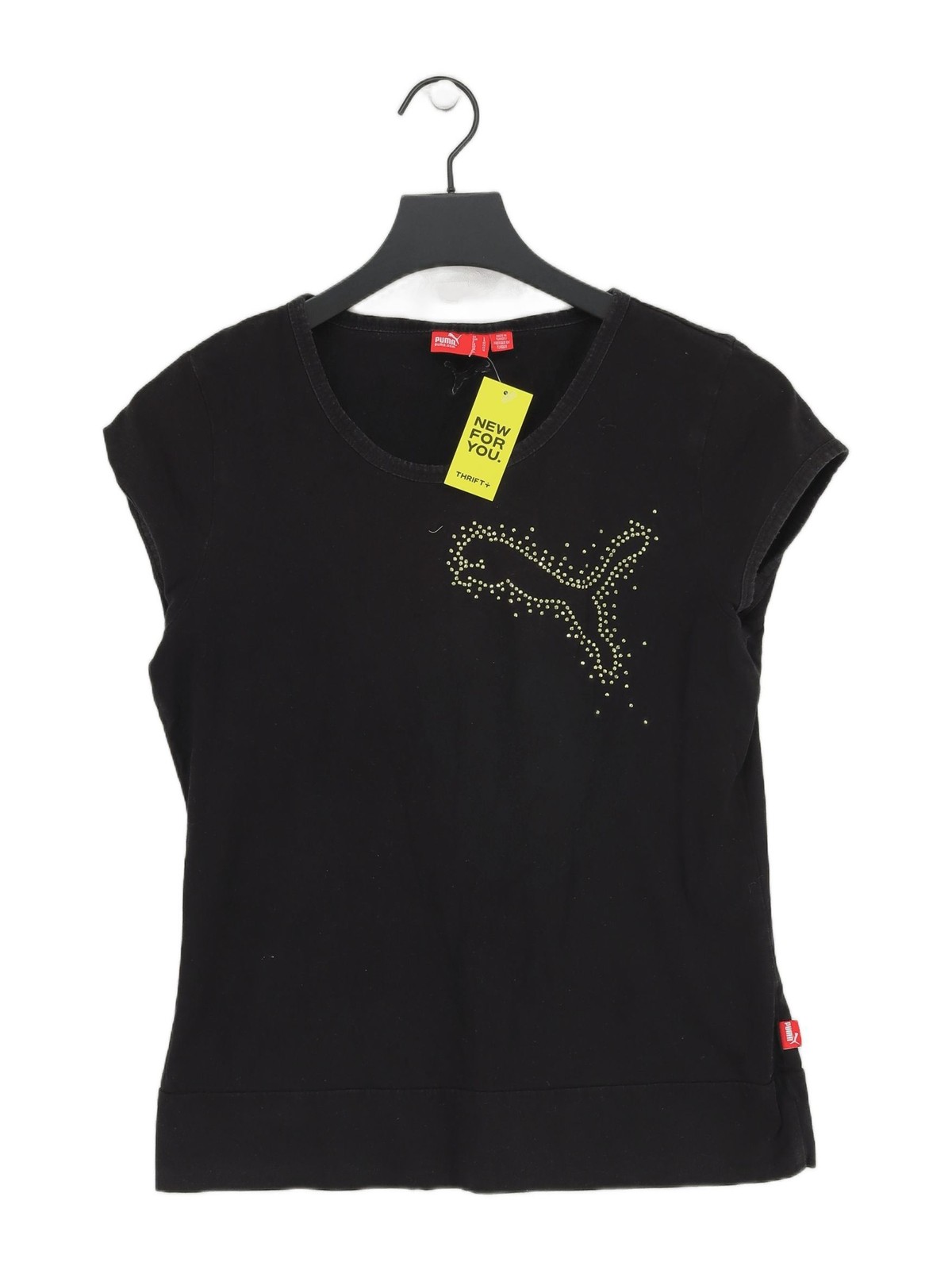 T shirt donna Puma UK 14 nera 100% altra manica corta girocollo basic