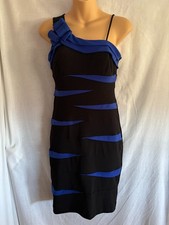 VALERIE BERTNELLI Women's Size 4 Black Blue Above Knee Sleeveless Bodycon Dress