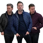 Mens Quilted Padded Jackets Men Spring Coat Full Zip Stand Up Collar Jkt