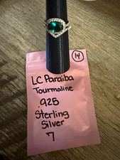 925 Sterling Silver Paraiba Tourmaline Ring O...