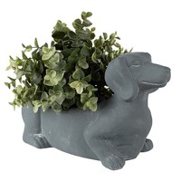 6TE0479 Blumentopf ÜBertopf Pflanztopf Pflanzschale Dackel Hund 30X12X16 Cm Clay