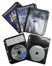 Black CD/DVD Half Sheet Storage 3-Ring Binder Filing Sleeve  Booklet Lot