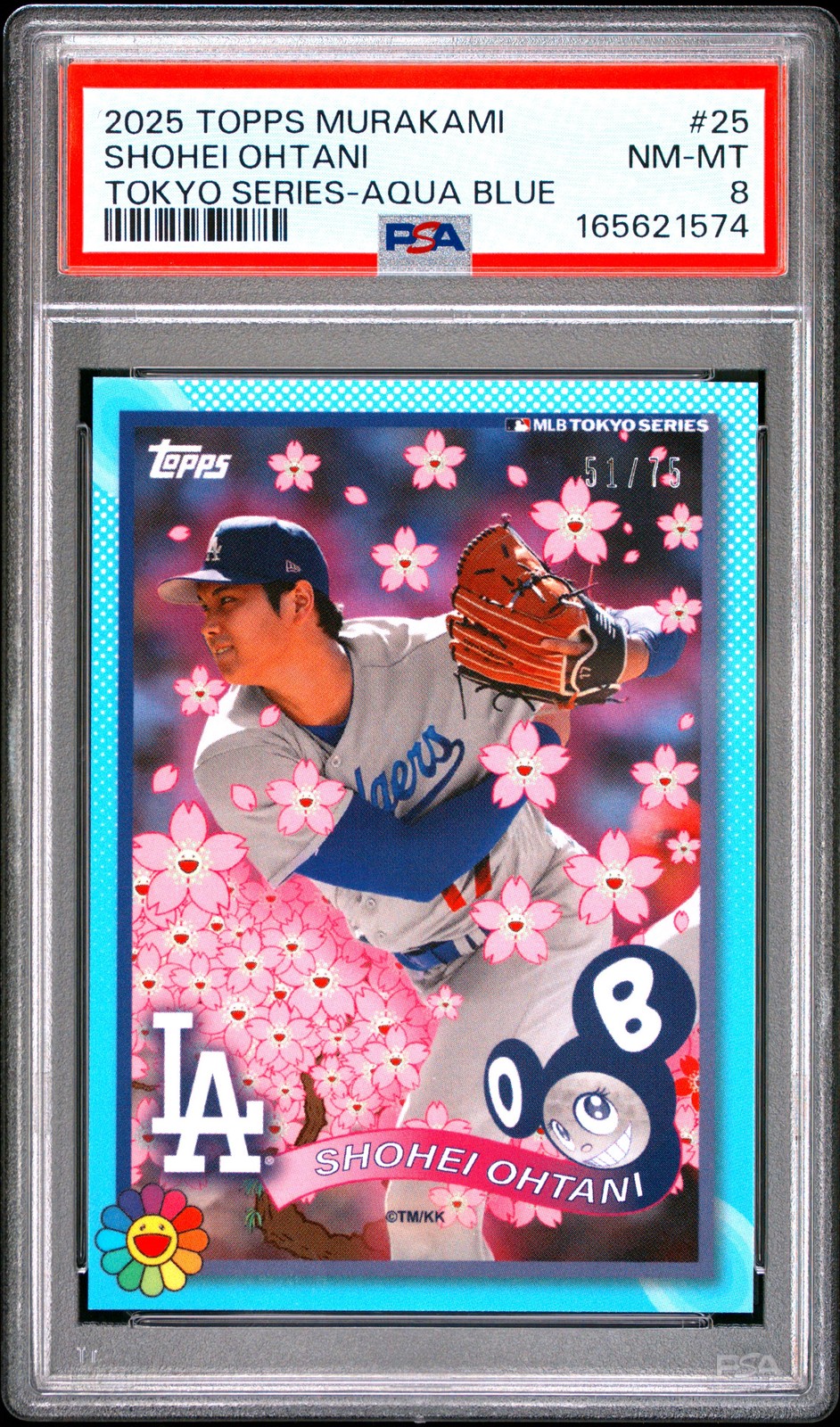 2025 TOPPS TAKASHI MURAKAMI + MLB WORLD TOUR TOKYO GREEN SHOHEI OHTANI /75 PSA 8