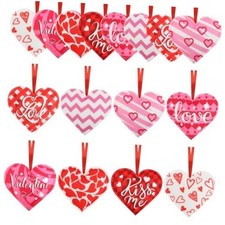 24Pcs Valentine's Day Heart Ornaments Felt Heart-Shaped Hanging Ornament