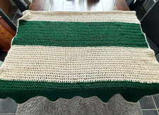 Afghan Handmade Throw Blanket Green Beige Str...