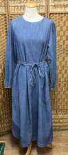 M&S Collection Size 14 Blue Denim Midi Dress Long Sleeve Charity Sale