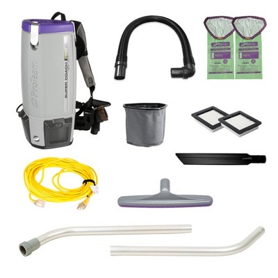 Backpack Vacuum Commercial 10 Quart Corded ProTeam Super Coach Pro Piece Wand