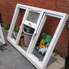 White uPVC Casement Home Window Rectangle Frosted Double-Glazed Handle Lock